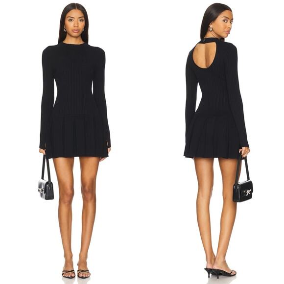 Free People Emmy Ribbed Knit Mini Dress Black M - Picture 1 of 7